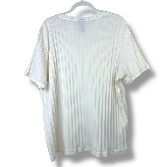 H&M NWOT Light Beige Regular Fit Knitted Short Sleeve Crewneck Ribbed T-Shirt - Picture 4 of 5